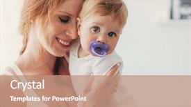  Presentation with loving mom - Colorful PPT layouts enhanced with months old baby with nipple backdrop and a coral colored foreground