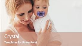  Presentation with loving mom - Slides having months old baby with nipple background and a coral colored foreground