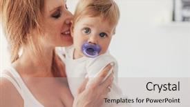  Presentation with loving mom - Presentation theme enhanced with months old baby with nipple background and a mint green colored foreground