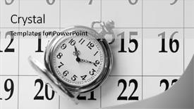  Presentation with silver - PPT theme consisting of months passing - vintage silver pocket watch laying background and a light gray colored foreground