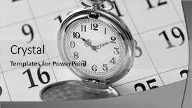  Presentation with silver - Colorful PPT theme enhanced with months passing - vintage silver pocket watch laying backdrop and a light gray colored foreground