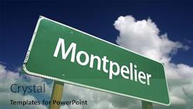  Presentation with sky blue - Theme consisting of montpelier-road-sign-with-dramatic background and a ocean colored foreground
