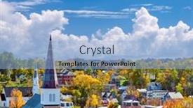  Presentation with skyline - Amazing PPT theme having montpelier-town-skyline-at-autumn backdrop and a light blue colored foreground