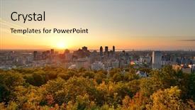  Presentation with dusk - Audience pleasing slides consisting of montreal at dusk with urban skyscrapers viewed from mont royal backdrop and a lemonade colored foreground