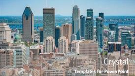  Presentation with city buildings - PPT layouts enhanced with montreal city downtown skyline background of office towers condo skyscrapers buildings summer travel destination mobile photo taking with smart phone background and a gray colored foreground