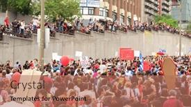  Presentation with protest - Audience pleasing theme consisting of montreal-may-22-quebeckers-demonstrate backdrop and a coral colored foreground