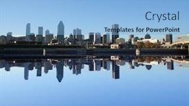  Presentation with skyline - Cool new presentation theme with montreal-skyline-reflected-in-water backdrop and a light blue colored foreground