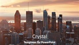  Presentation with skyscraper - PPT theme having montreal-sunrise-city-skyline background and a tawny brown colored foreground