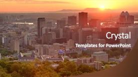  Presentation with city silhouette - Slide deck enhanced with montreal sunrise silhouette viewed background and a  colored foreground