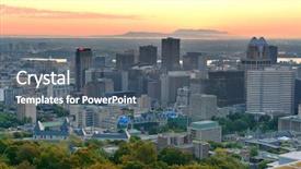  Presentation with morning sunrise - Presentation featuring montreal sunrise viewed from mont royal with city skyline in the morning background and a gray colored foreground