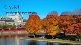  Presentation with maple - Amazing PPT theme having montreal with orange maple backdrop and a cyan colored foreground