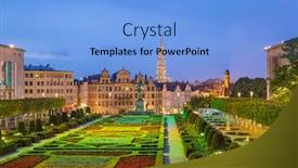  Presentation with brussels - PPT theme with monts-des-arts-in-brussels background and a light blue colored foreground