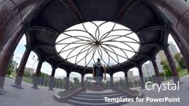  Presentation with chernobyl - Presentation theme featuring monument-and-memorial-park background and a gray colored foreground