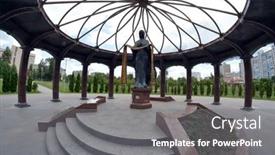  Presentation with chernobyl disaster - PPT theme with monument-and-memorial-park background and a gray colored foreground