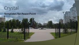  Presentation with chernobyl disaster - Colorful slide set enhanced with monument-and-memorial-park backdrop and a light blue colored foreground