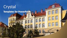  Presentation with poland - PPT theme having monument-in-the-old-town background and a ocean colored foreground