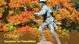  Presentation with fall foliage - Beautiful presentation theme featuring monument of a wwi soldier backdrop and a tawny brown colored foreground