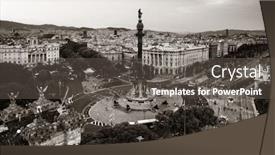  Presentation with christopher columbus - Theme having monument-of-christopher-columbus-aerial background and a dark gray colored foreground