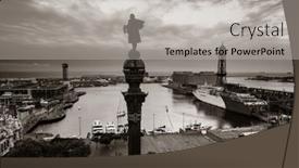  Presentation with christopher columbus - Presentation theme featuring monument-of-christopher-columbus-aerial background and a light gray colored foreground