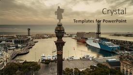  Presentation with christopher columbus - Cool new presentation theme with monument-of-christopher-columbus-aerial backdrop and a coral colored foreground
