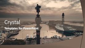  Presentation with christopher columbus - Slide deck featuring monument-of-christopher-columbus-aerial background and a gray colored foreground