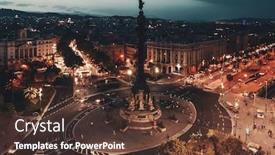  Presentation with christopher columbus - Theme featuring monument-of-christopher-columbus-aerial background and a tawny brown colored foreground