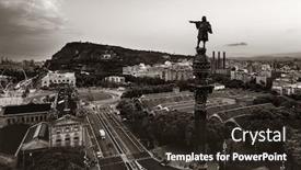  Presentation with christopher columbus - Audience pleasing presentation design consisting of monument-of-christopher-columbus-aerial backdrop and a tawny brown colored foreground