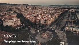  Presentation with columbus - Presentation design consisting of monument-of-christopher-columbus-aerial background and a dark gray colored foreground