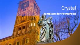  Presentation with minar monument in new delhi - Cool new presentation design with monument of great astronomer nicolaus backdrop and a cobalt blue colored foreground