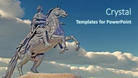  Presentation with peter - Presentation design featuring monument of peter the first sky background 3d rendering background and a ocean colored foreground