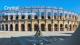  Presentation with amphitheater - Beautiful slide set featuring monument to bullfighter installed backdrop and a teal colored foreground