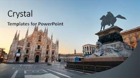  Presentation with bibliography on king - Slide deck featuring monument to king victor emmanuel background and a light blue colored foreground