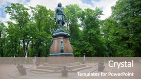  Presentation with peter - Slide deck consisting of monument to russian emperor peter the great in kronstadt made and installed in 1841 background and a gray colored foreground
