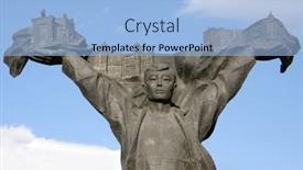  Presentation with russia city - Beautiful slides featuring monument-to-the-builders backdrop and a light blue colored foreground