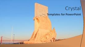  Presentation with twilight saga - PPT theme with monument-to-the-discoveries-lisbon background and a light blue colored foreground