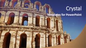  Presentation with amphitheater - Amazing PPT layouts having ellipse - amphitheater in el jem tunisia backdrop and a ocean colored foreground