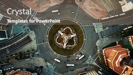  Presentation with aerial - Beautiful PPT layouts featuring monumental-fountain-aerial-straight-down backdrop and a coral colored foreground