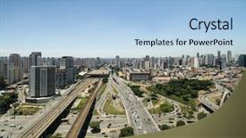  Presentation with paulista avenue in sao paulo - Cool new PPT layouts with mooc - aerial view of radial leste backdrop and a light blue colored foreground