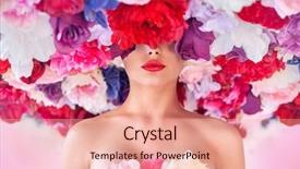  Presentation with lady - Colorful PPT theme enhanced with mood - portrait of a brunette lady backdrop and a coral colored foreground