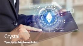  Presentation with bitcoin network - Slides consisting of mood with cryptocurrency bitcoin link background and a coral colored foreground