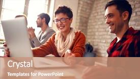  Presentation with working together - PPT layouts consisting of mood working together at project background and a coral colored foreground