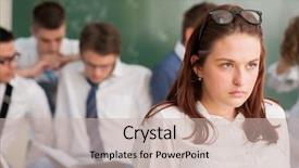  Presentation with med student in class - Theme with moody girl student standing background and a soft green colored foreground