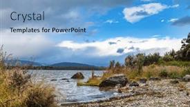  Presentation with night sky aviation moon - Presentation theme featuring moody-sky-over-scenic-manapouri background and a light blue colored foreground