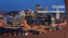  Presentation with pittsburgh - Slide deck having angle moon - pittsburgh's skyline from mount washington background and a ocean colored foreground
