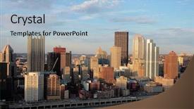  Presentation with pittsburgh - Presentation design featuring angle moon - pittsburgh's skyline from mount washington background and a light blue colored foreground