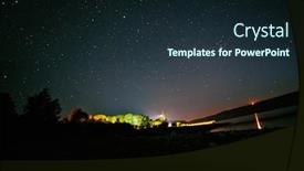  Presentation with starry night - Audience pleasing presentation theme consisting of moon-against-a-bright-night backdrop and a wine colored foreground