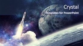  Presentation with moon apollo - Theme featuring moon apollo - rocket in space mixed media background and a ocean colored foreground