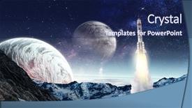  Presentation with rocket - Slide deck with moon apollo - rocket in space mixed media background and a  colored foreground