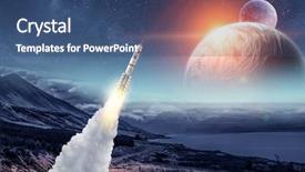  Presentation with rocket - PPT layouts with moon apollo - rocket in space mixed media background and a ocean colored foreground