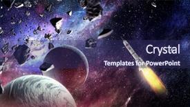  Presentation with moon apollo - Presentation design consisting of moon apollo - rocket in space mixed media background and a  colored foreground